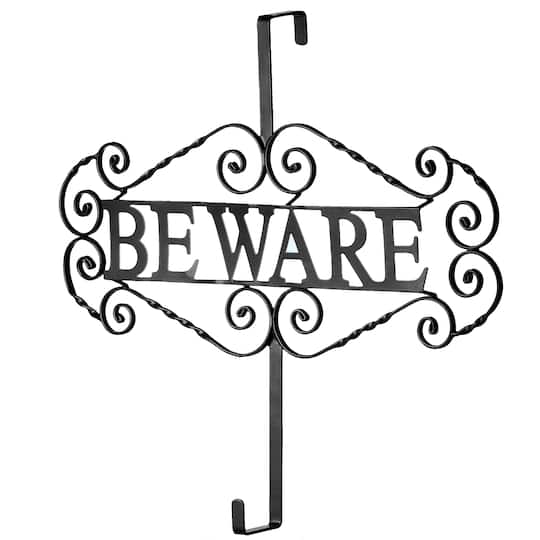 16" Halloween Beware Wreath Hanger